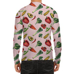 Watercolor Vegan Pattern Print Men's Long Sleeve Rash Guard