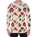 Watercolor Vegan Pattern Print Men's Long Sleeve T-Shirt