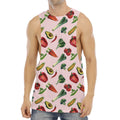 Watercolor Vegan Pattern Print Men's Muscle Tank Top