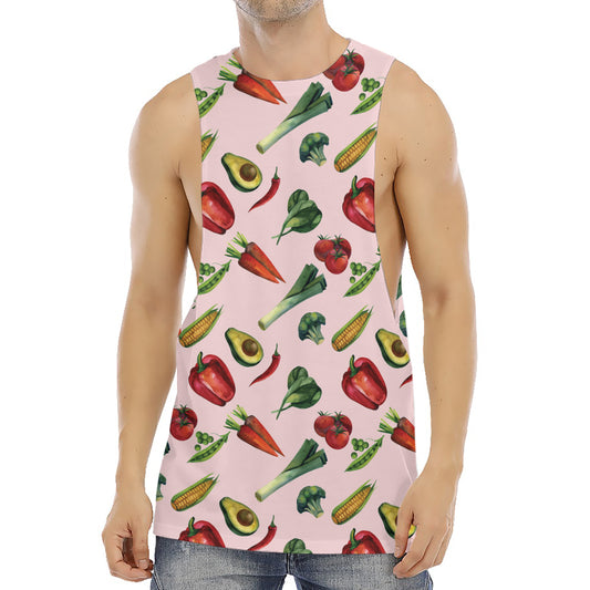 Watercolor Vegan Pattern Print Men's Muscle Tank Top