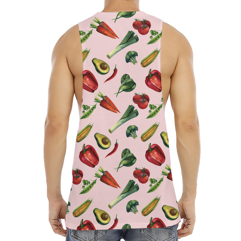 Watercolor Vegan Pattern Print Men's Muscle Tank Top