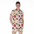 Watercolor Vegan Pattern Print Men's Romper