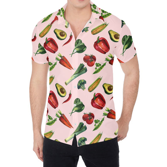 Watercolor Vegan Pattern Print Men's Shirt
