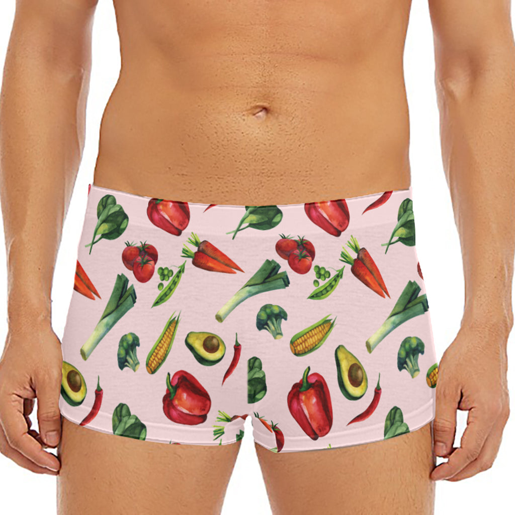 Watercolor Vegan Pattern Print Men's Short Boxer Briefs