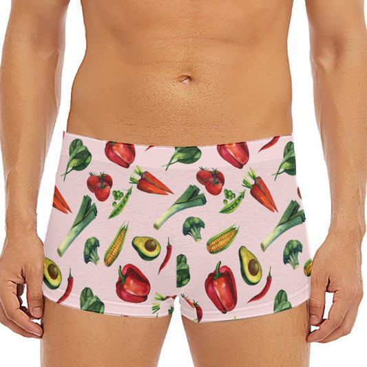 Watercolor Vegan Pattern Print Men's Short Boxer Briefs