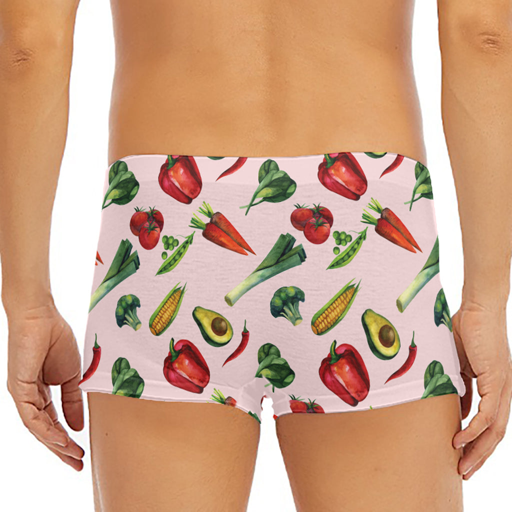 Watercolor Vegan Pattern Print Men's Short Boxer Briefs
