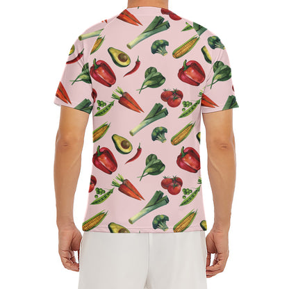 Watercolor Vegan Pattern Print Men's Short Sleeve Rash Guard