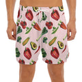 Watercolor Vegan Pattern Print Men's Split Running Shorts