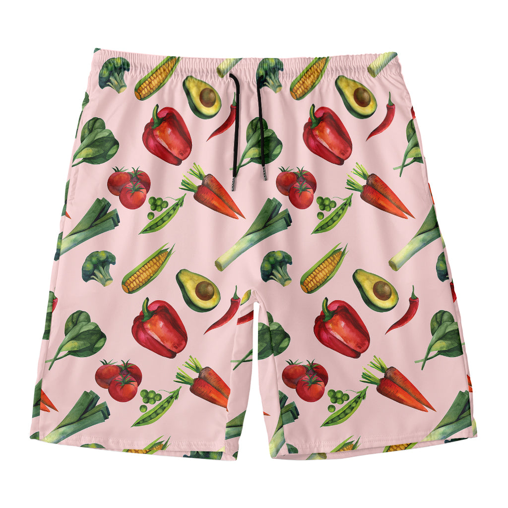 Watercolor Vegan Pattern Print Men's Swim Trunks