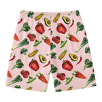 Watercolor Vegan Pattern Print Men's Swim Trunks