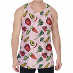 Watercolor Vegan Pattern Print Men's Velvet Tank Top