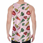 Watercolor Vegan Pattern Print Men's Velvet Tank Top