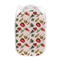 Watercolor Vegan Pattern Print Mesh Laundry Hamper