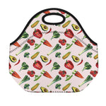 Watercolor Vegan Pattern Print Neoprene Lunch Bag