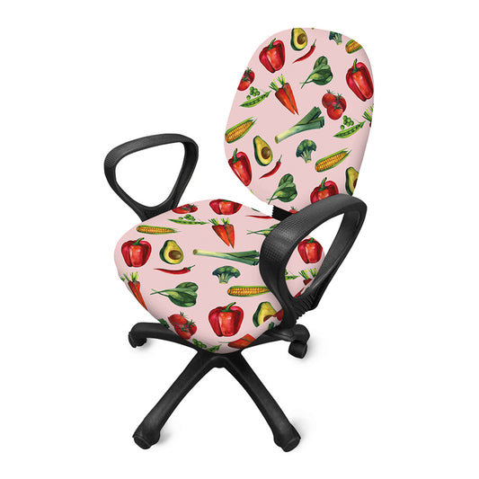 Watercolor Vegan Pattern Print Office Chair Cover