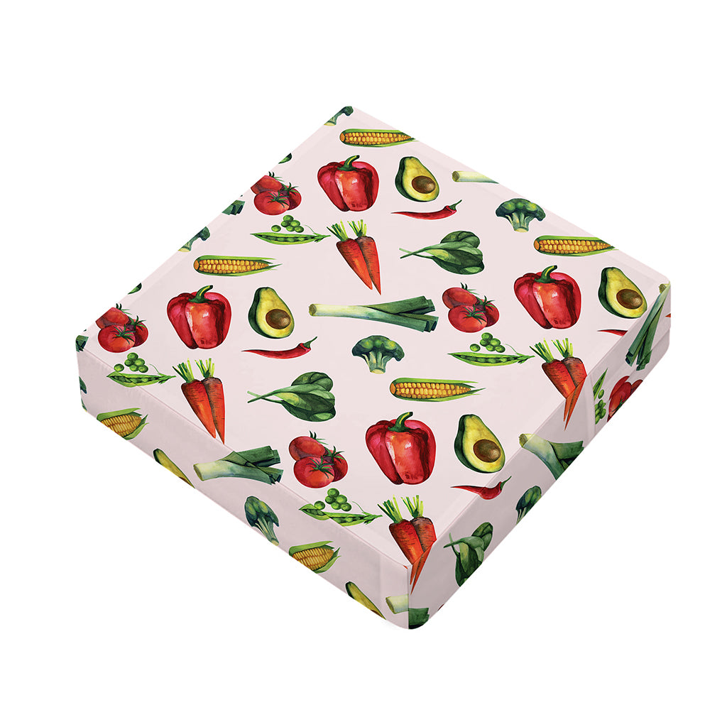 Watercolor Vegan Pattern Print Outdoor Seat Cushion Cover
