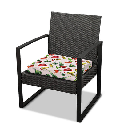 Watercolor Vegan Pattern Print Outdoor Seat Cushion Cover