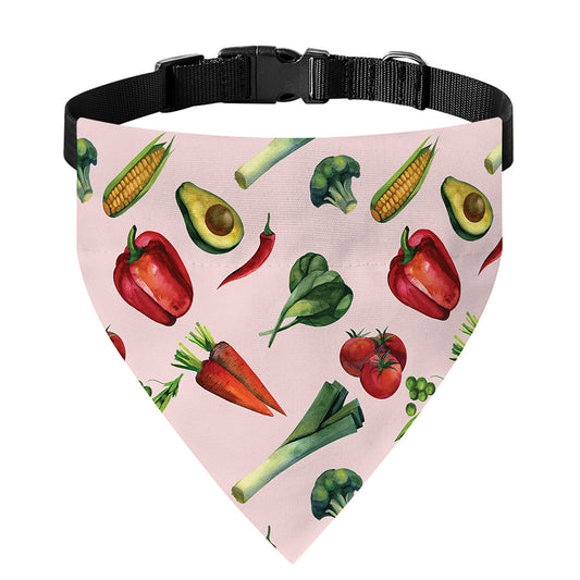 Watercolor Vegan Pattern Print Over The Collar Dog Bandana