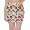 Watercolor Vegan Pattern Print Pencil Mini Skirt