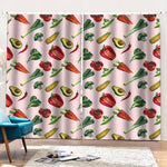 Watercolor Vegan Pattern Print Pencil Pleat Curtains
