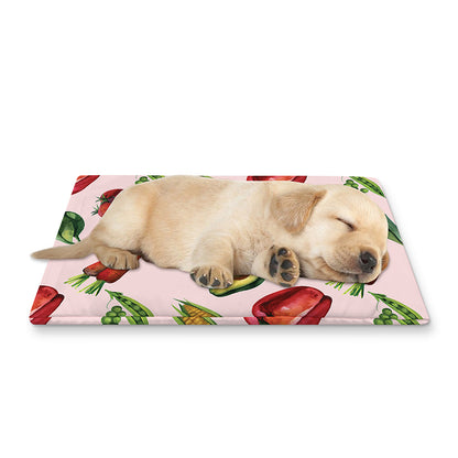 Watercolor Vegan Pattern Print Pet Cooling Mat Cover