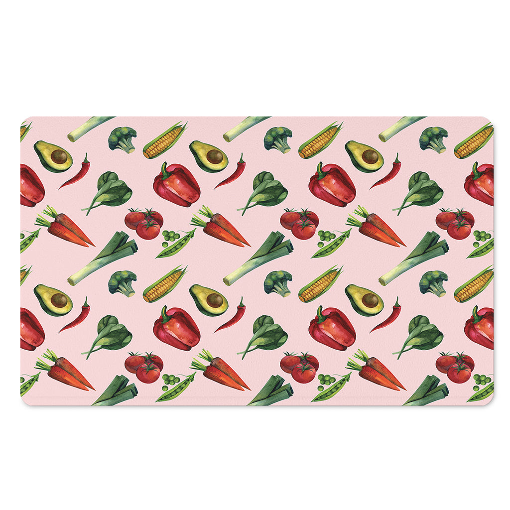 Watercolor Vegan Pattern Print Polyester Doormat