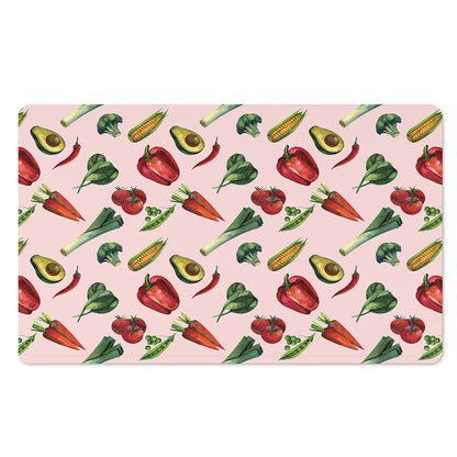 Watercolor Vegan Pattern Print Polyester Doormat