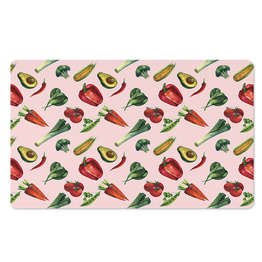 Watercolor Vegan Pattern Print Polyester Doormat