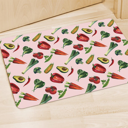 Watercolor Vegan Pattern Print Polyester Doormat