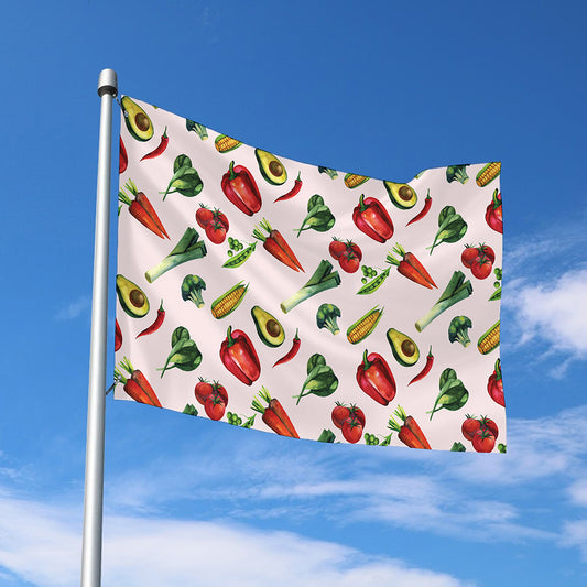 Watercolor Vegan Pattern Print Polyester Flag