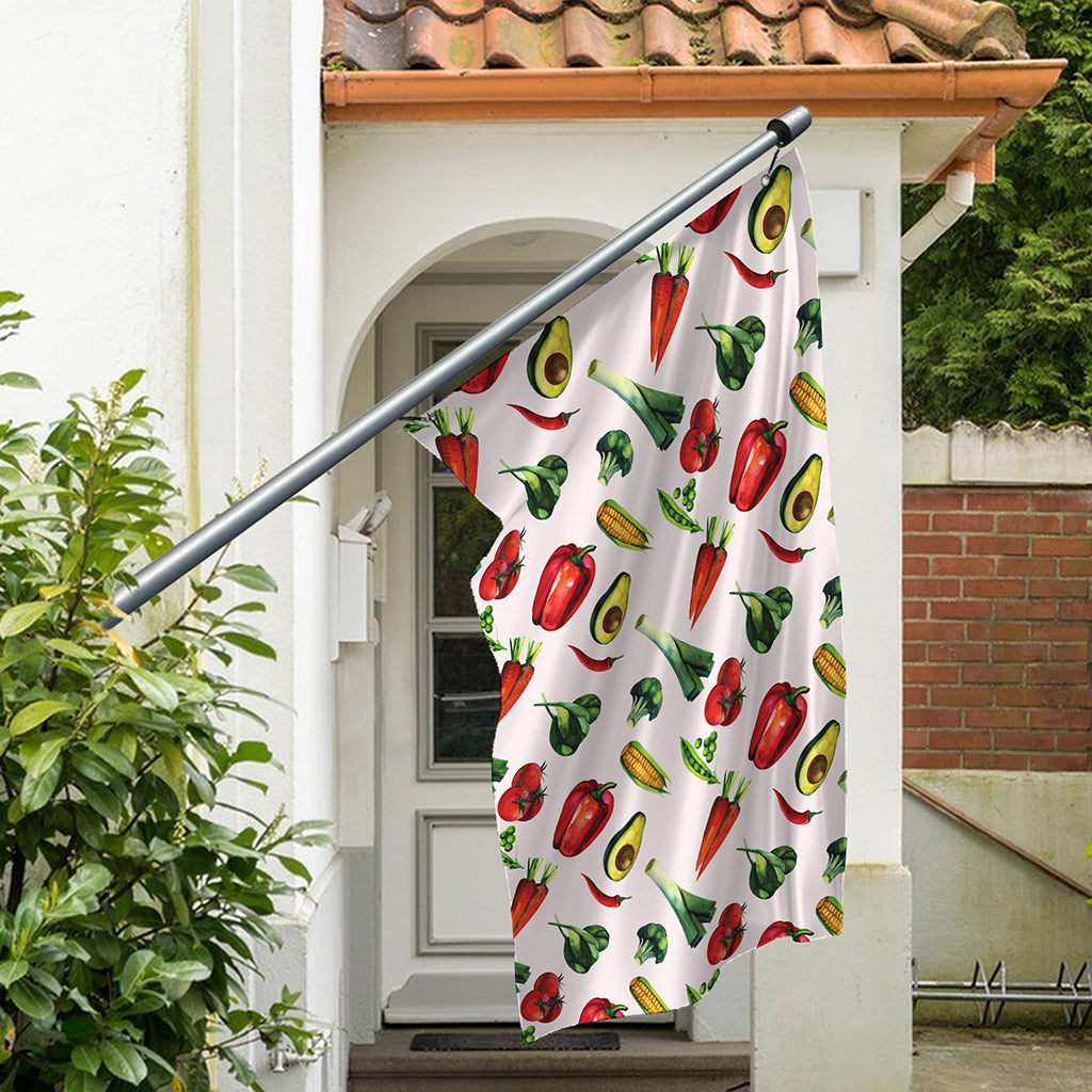 Watercolor Vegan Pattern Print Polyester Flag