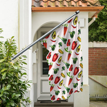 Watercolor Vegan Pattern Print Polyester Flag