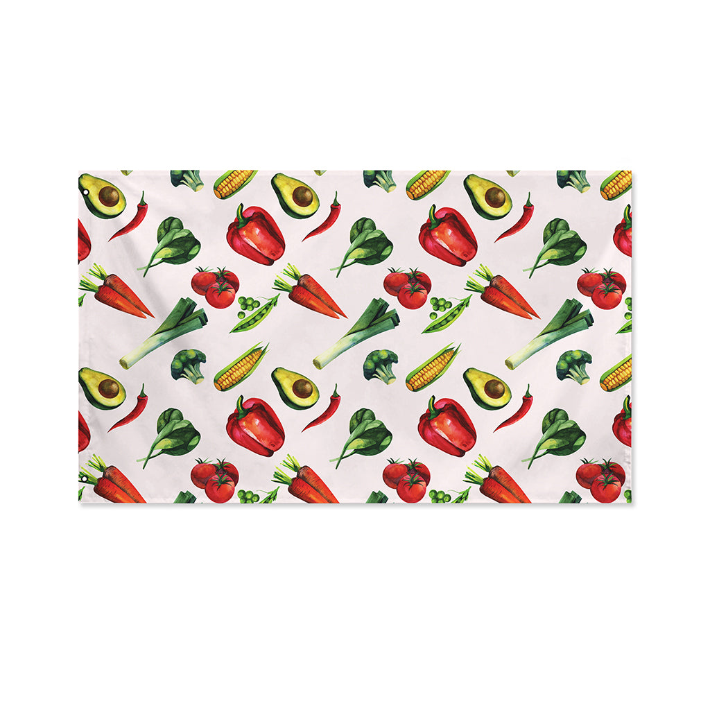 Watercolor Vegan Pattern Print Polyester Flag