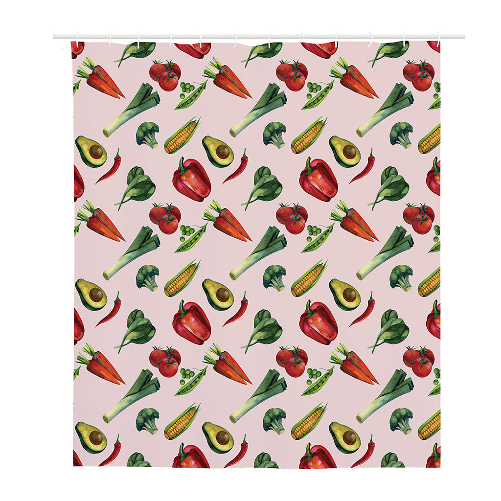 Watercolor Vegan Pattern Print Polyester Shower Curtain