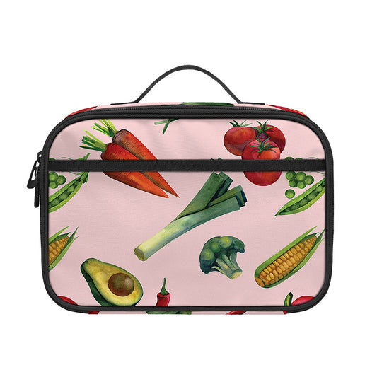 Watercolor Vegan Pattern Print Portable Lunch Bag