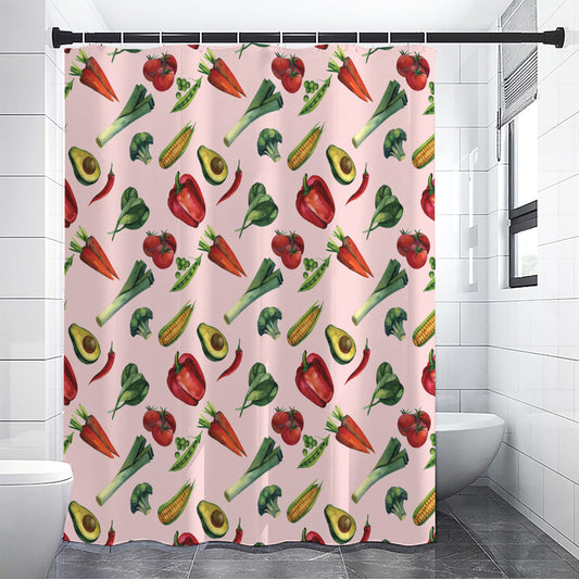 Watercolor Vegan Pattern Print Premium Shower Curtain