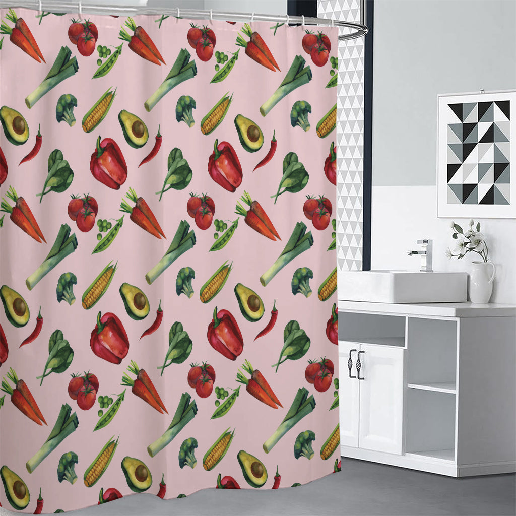 Watercolor Vegan Pattern Print Premium Shower Curtain