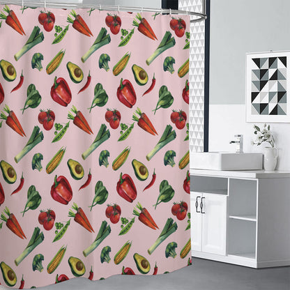 Watercolor Vegan Pattern Print Premium Shower Curtain