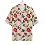 Watercolor Vegan Pattern Print Rayon Hawaiian Shirt