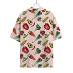 Watercolor Vegan Pattern Print Rayon Hawaiian Shirt