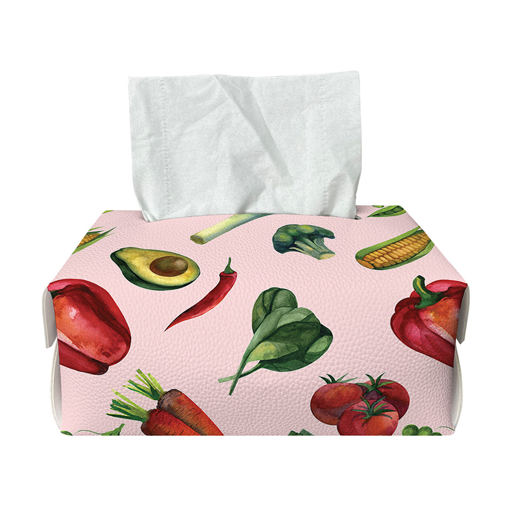 Watercolor Vegan Pattern Print Rectangle Tissue Box Cover