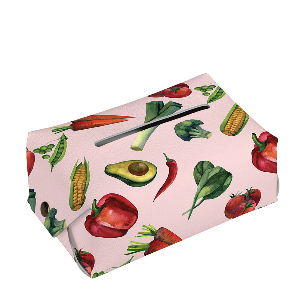 Watercolor Vegan Pattern Print Rectangle Tissue Box Cover