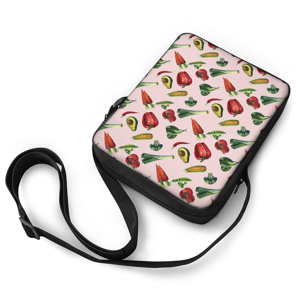 Watercolor Vegan Pattern Print Rectangular Crossbody Bag