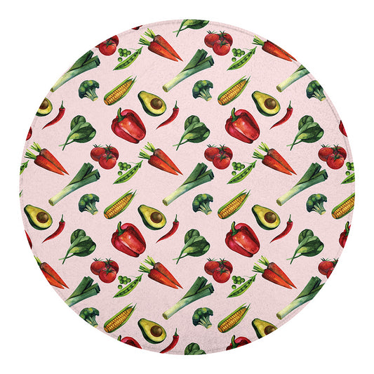 Watercolor Vegan Pattern Print Round Blanket