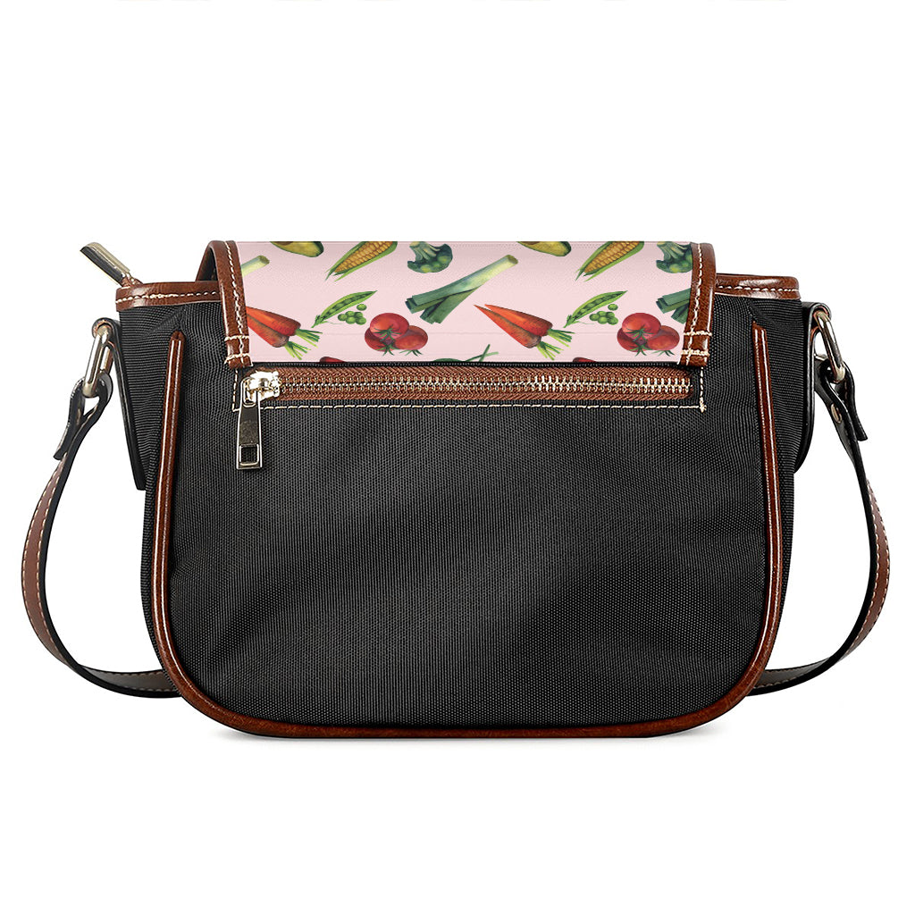 Watercolor Vegan Pattern Print Saddle Bag