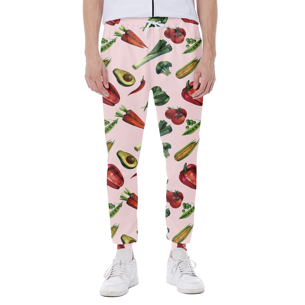 Watercolor Vegan Pattern Print Scuba Joggers