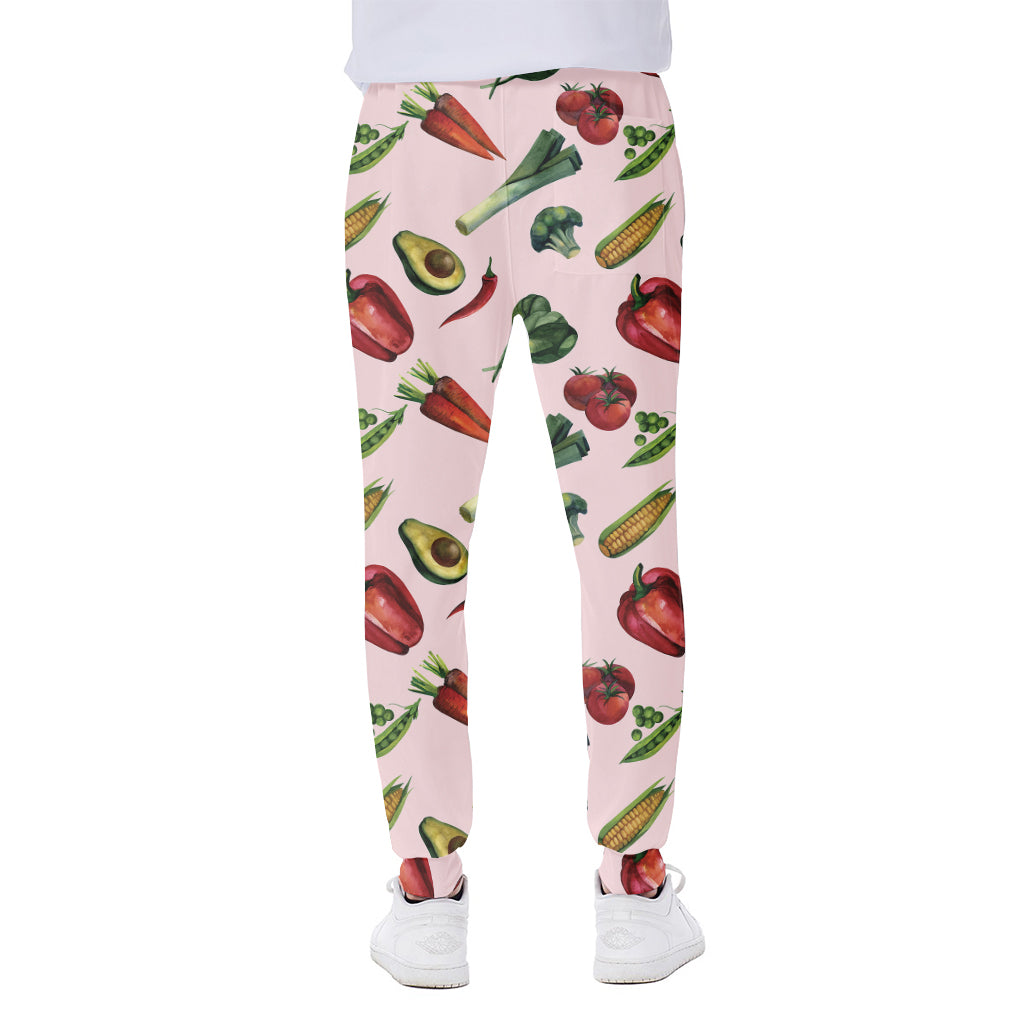 Watercolor Vegan Pattern Print Scuba Joggers