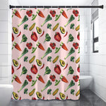 Watercolor Vegan Pattern Print Shower Curtain