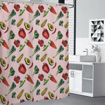 Watercolor Vegan Pattern Print Shower Curtain