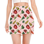 Watercolor Vegan Pattern Print Side Slit Mini Skirt